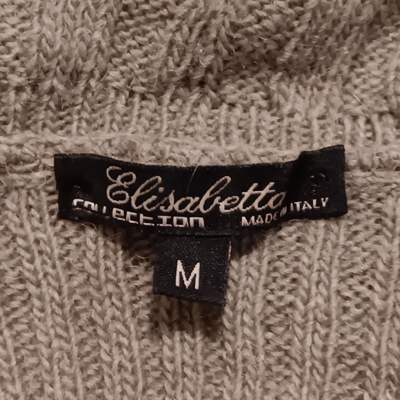 Elisabetta Collection Made In Italy Knit Sweater Ruffle SzM Mocha Mohair/Wool - Picture 3 of 8